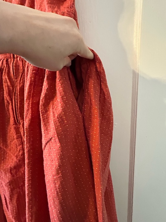 ModCloth "The Fabulous Tie-Shoulder Dress" in Burnt Orange Midi Sundress - Picture 3 of 5